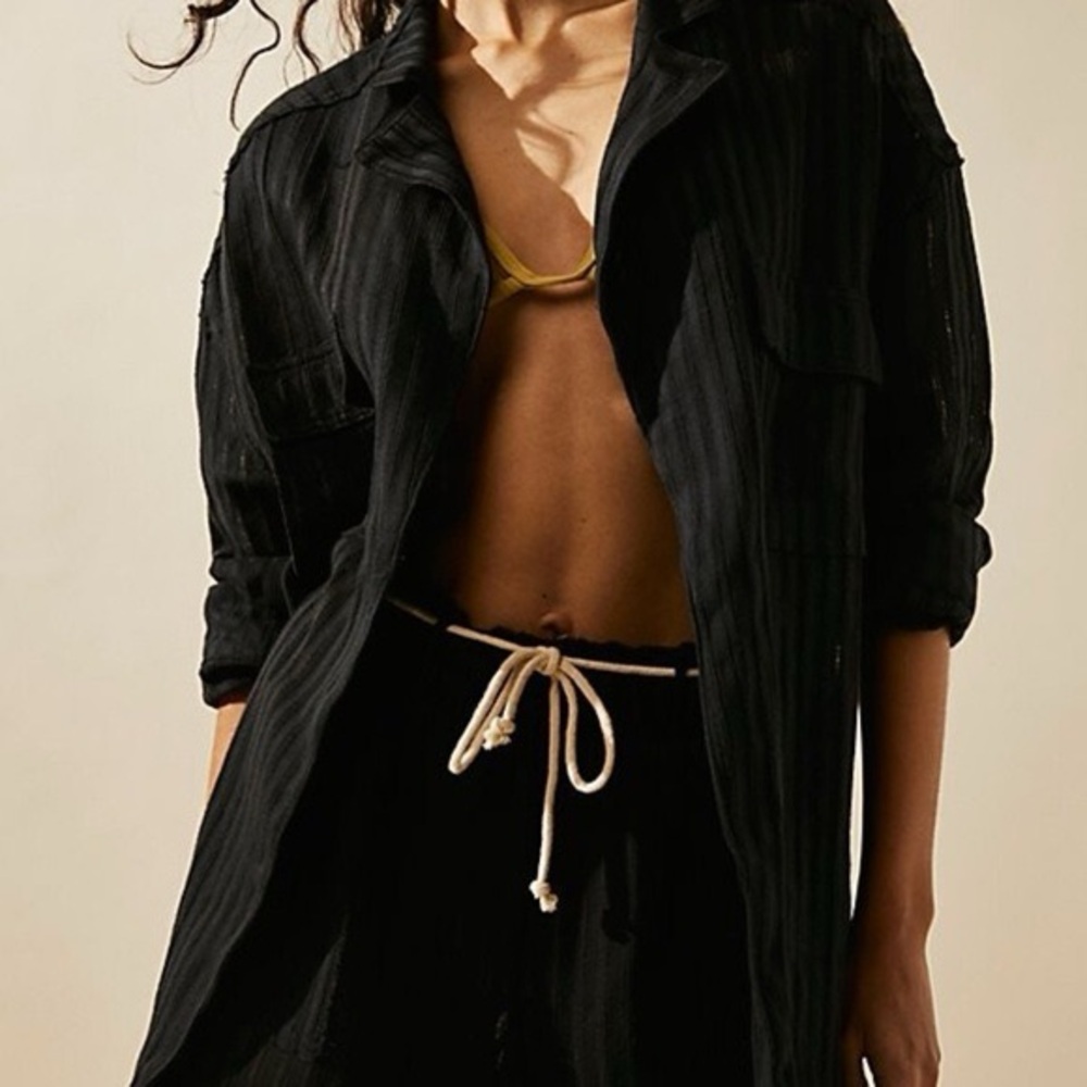 Free People Beach sheer jacket Black S